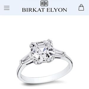 ✨Solid 14k white gold 2 Ct Asscher cut cz stone with tapered baguettes